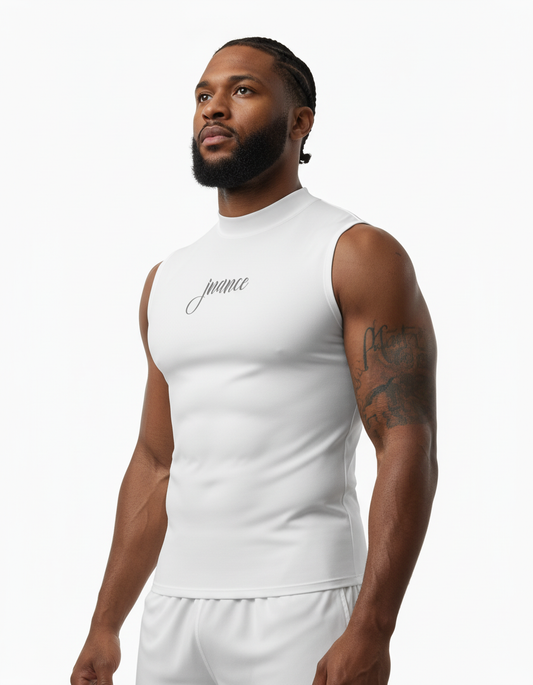 White Sleeveless Compression Shirt Mockup